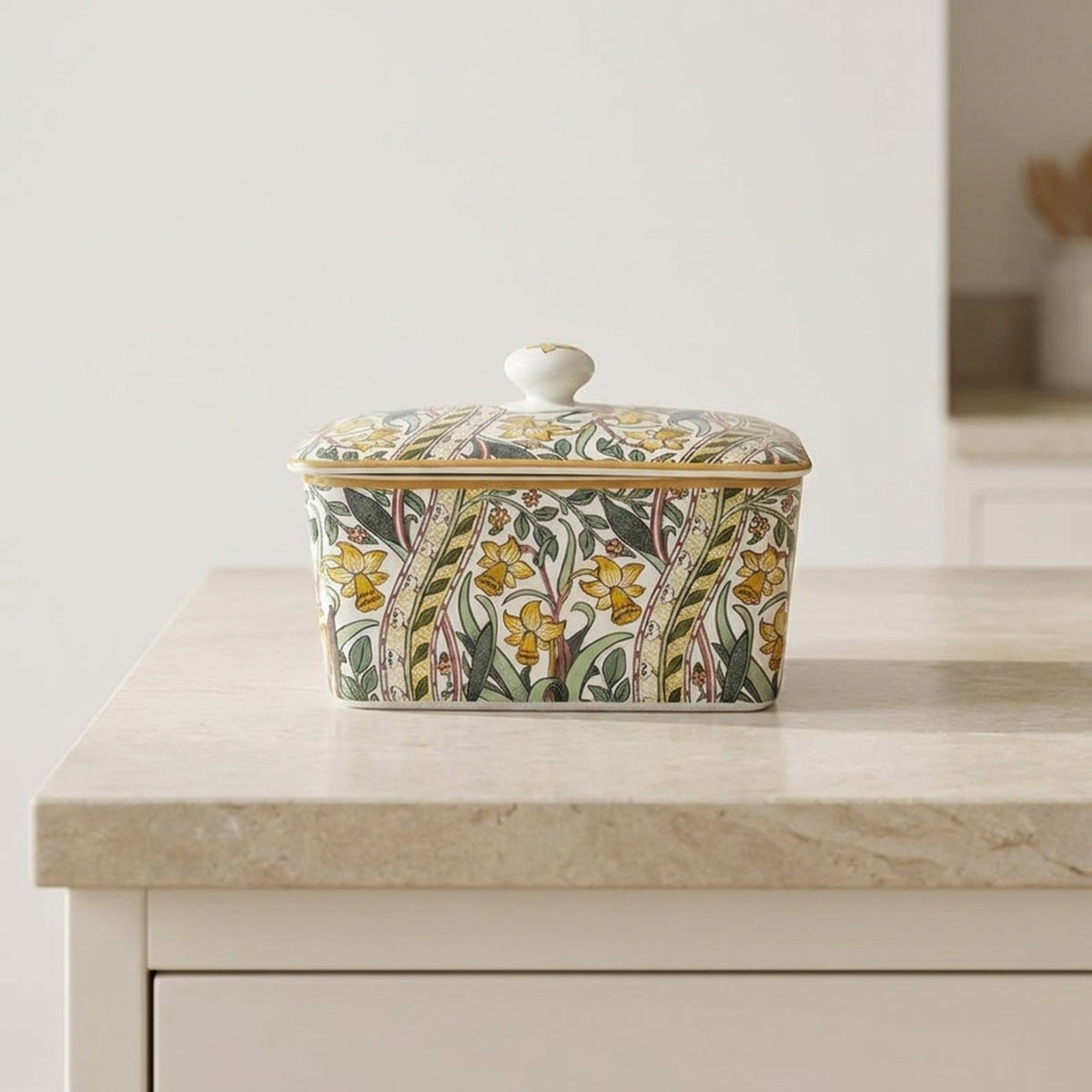 Springtime Daffodil Design Butter Dish