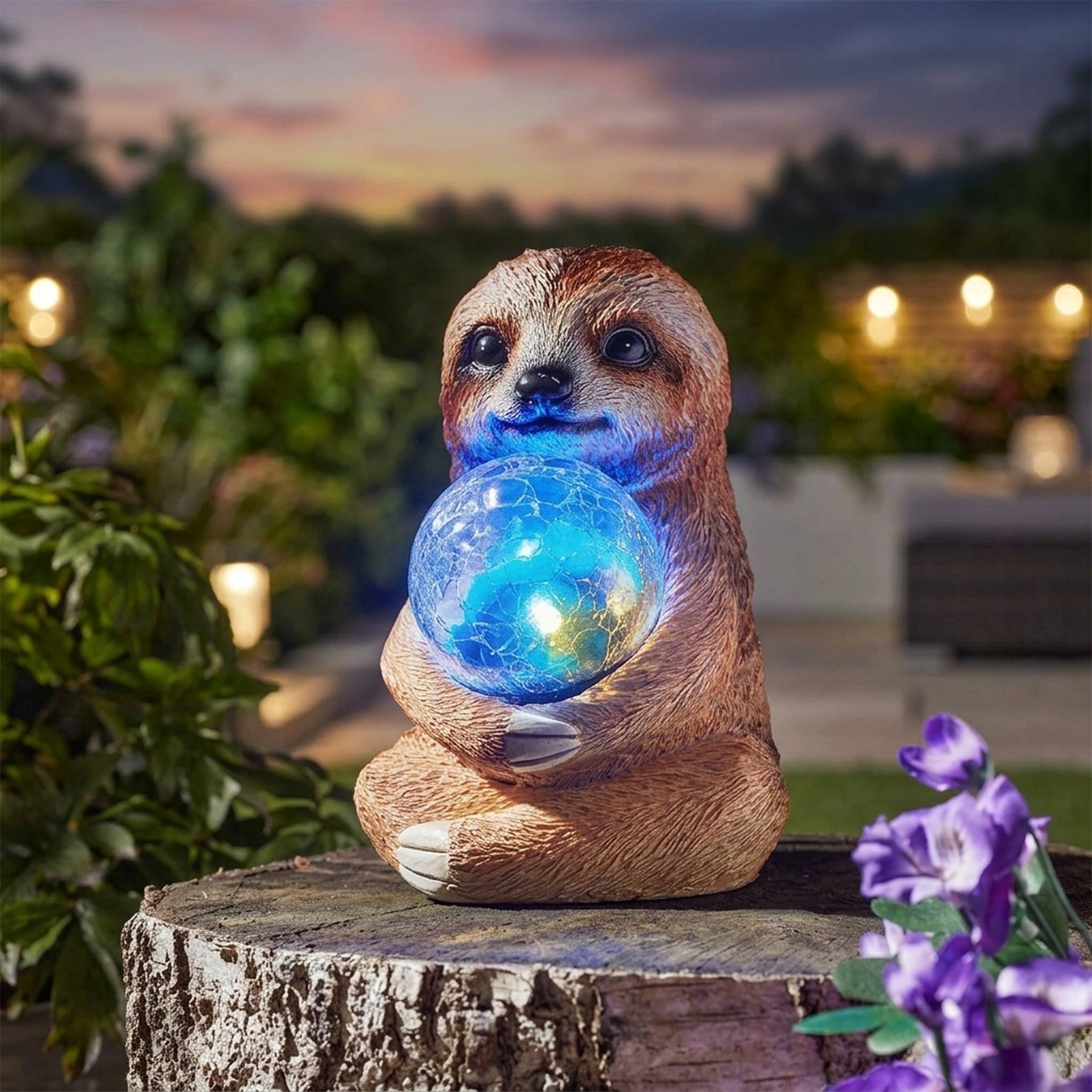 Sloth Sphere Solar Garden Ornament Light