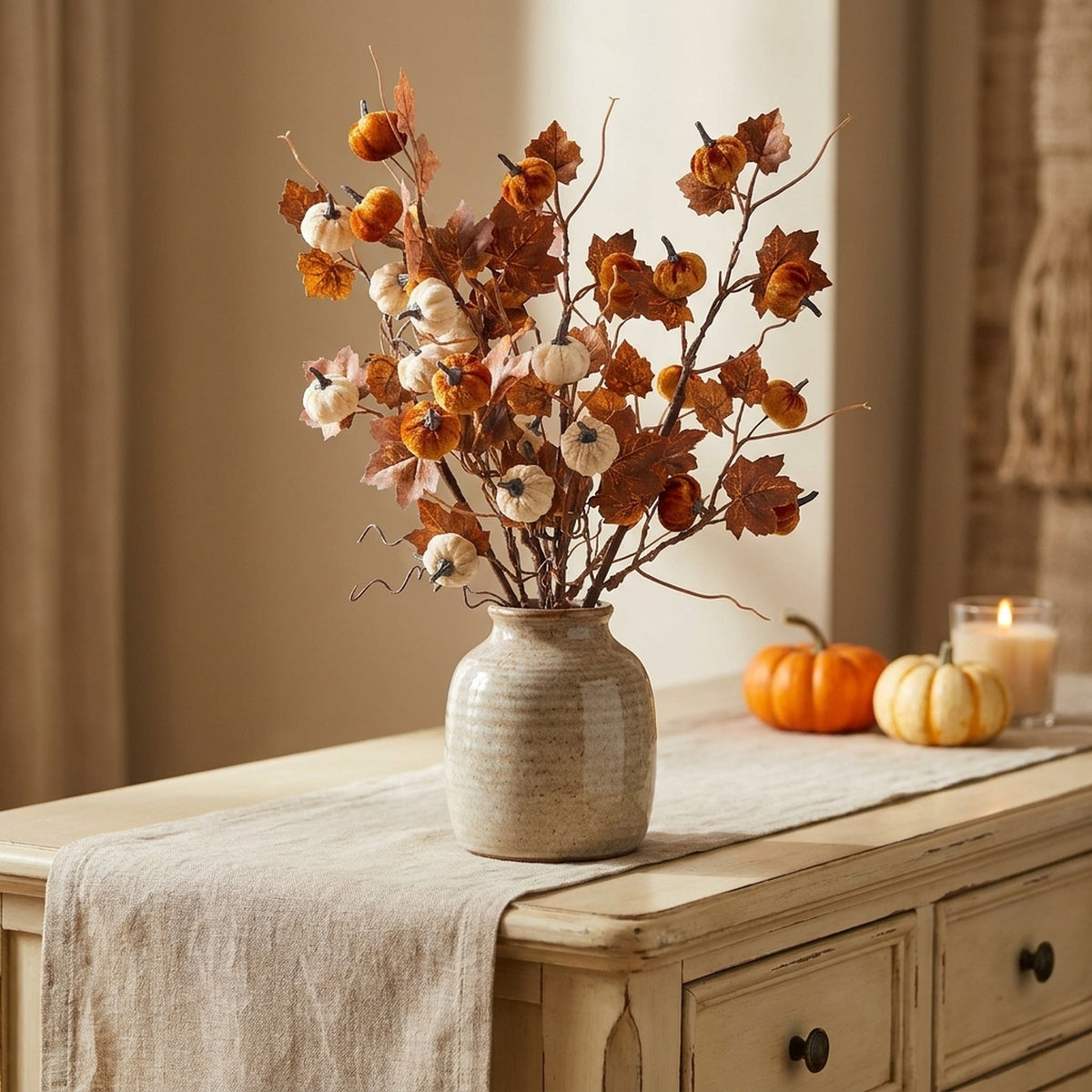 Autumnal Decorative Pumpkin Branch Stem