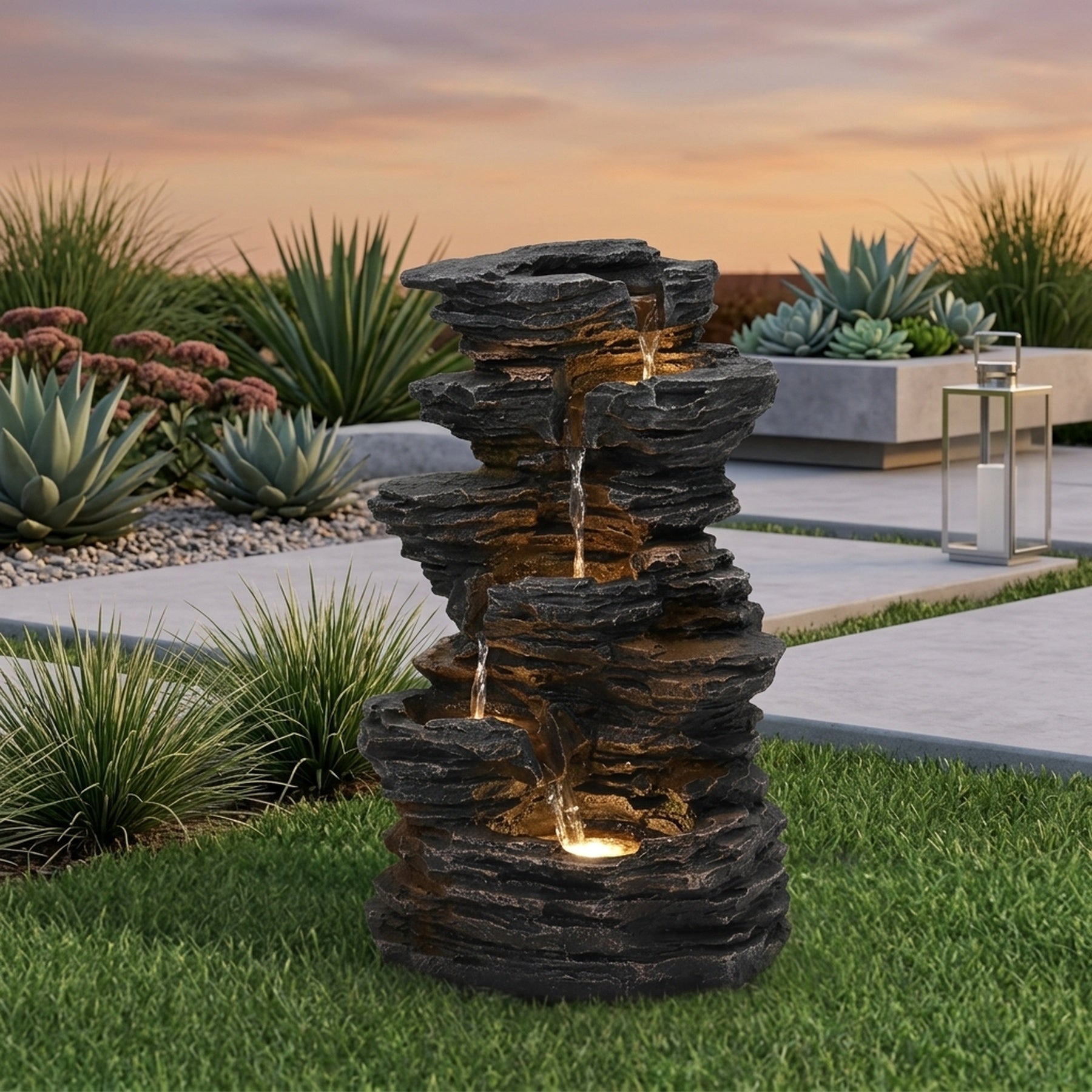 Lunaria Rockery Solar Water Feature