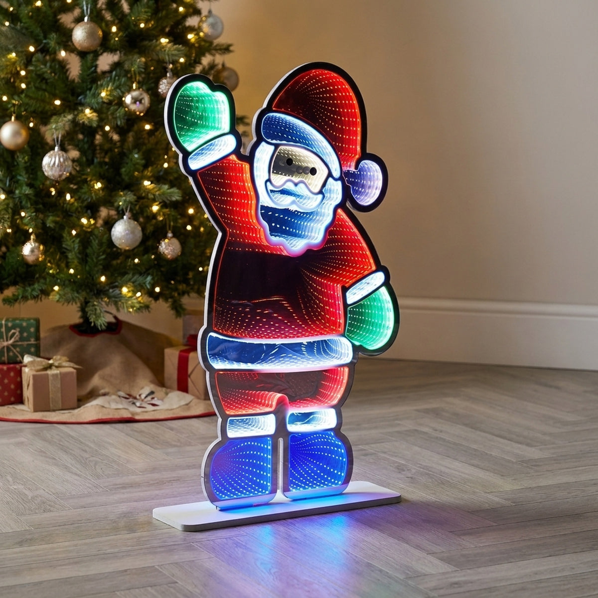Mains Operated LED Infinity Effect Santa Light