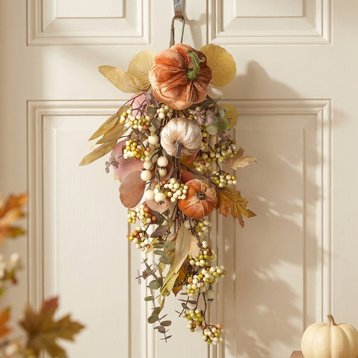 Autumnal Hanging Pumpkin Wreath Drop