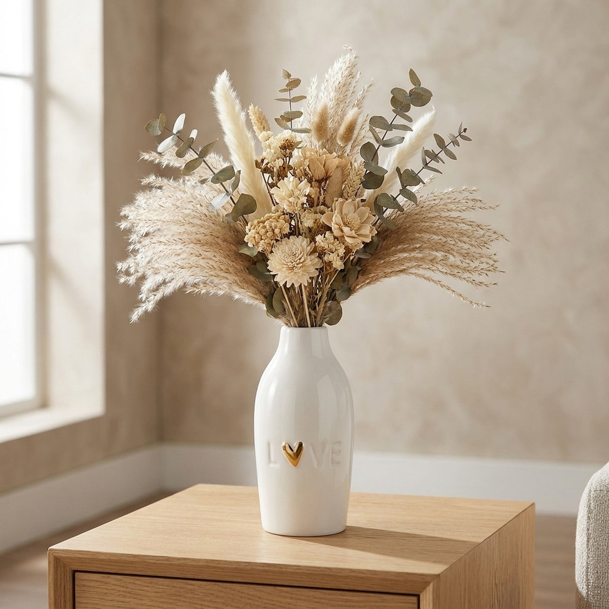 Ceramic Vase with Gold Heart Design