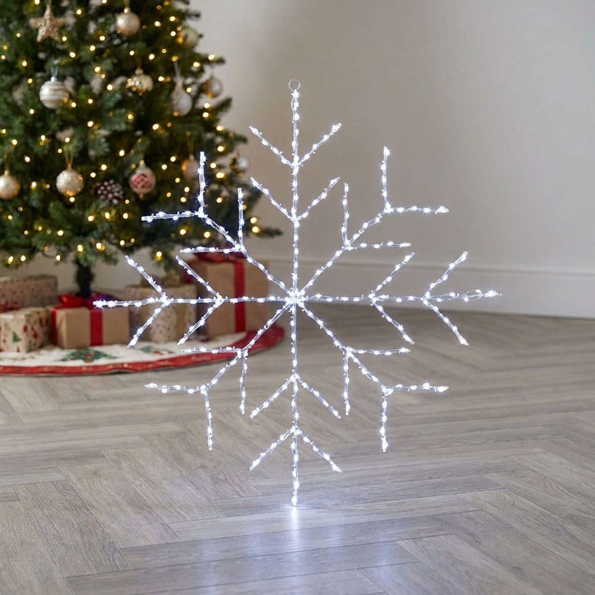 Twinkling White LED Snowflake Garden Light