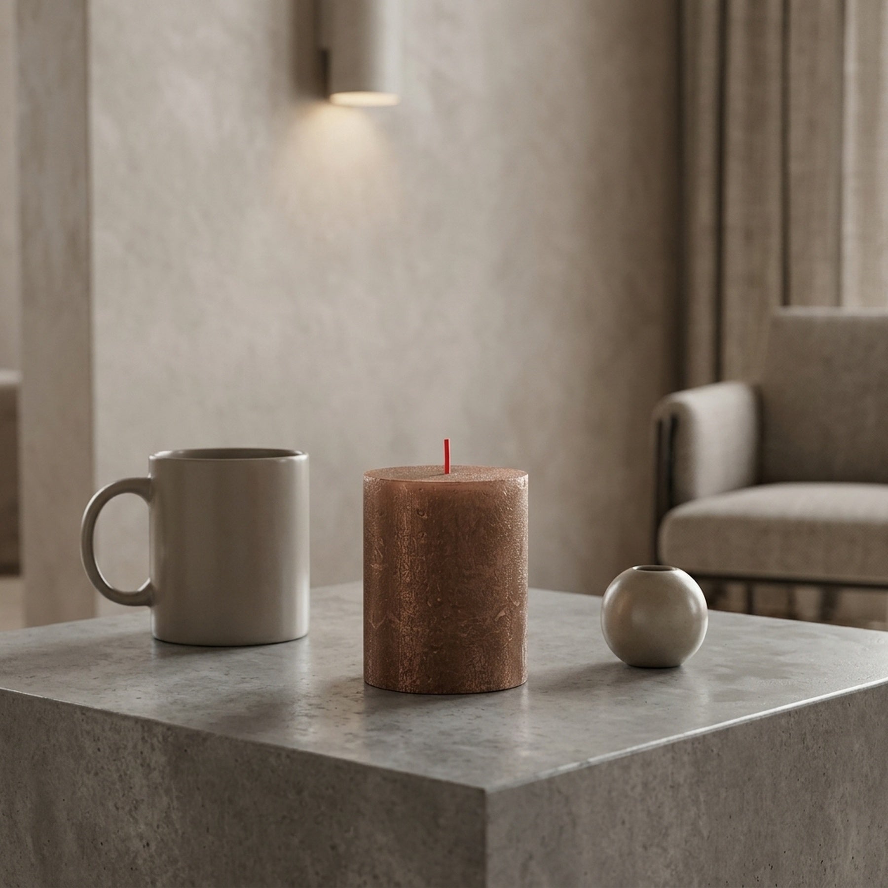 Rustic Shimmer Metallic Pillar Candle