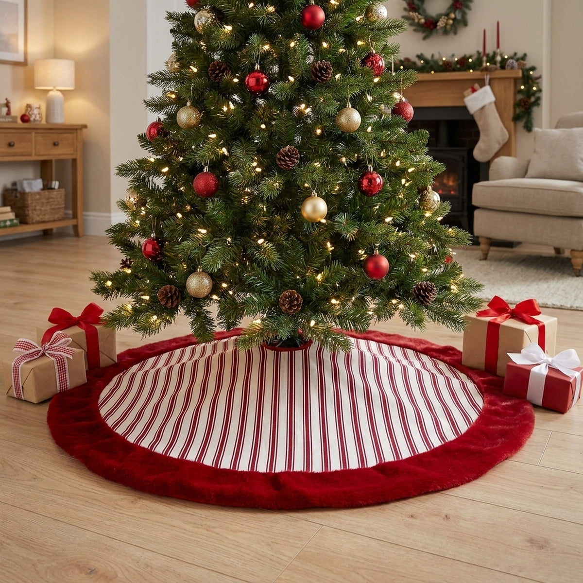 Alpine Woods Striped Christmas Tree Skirt
