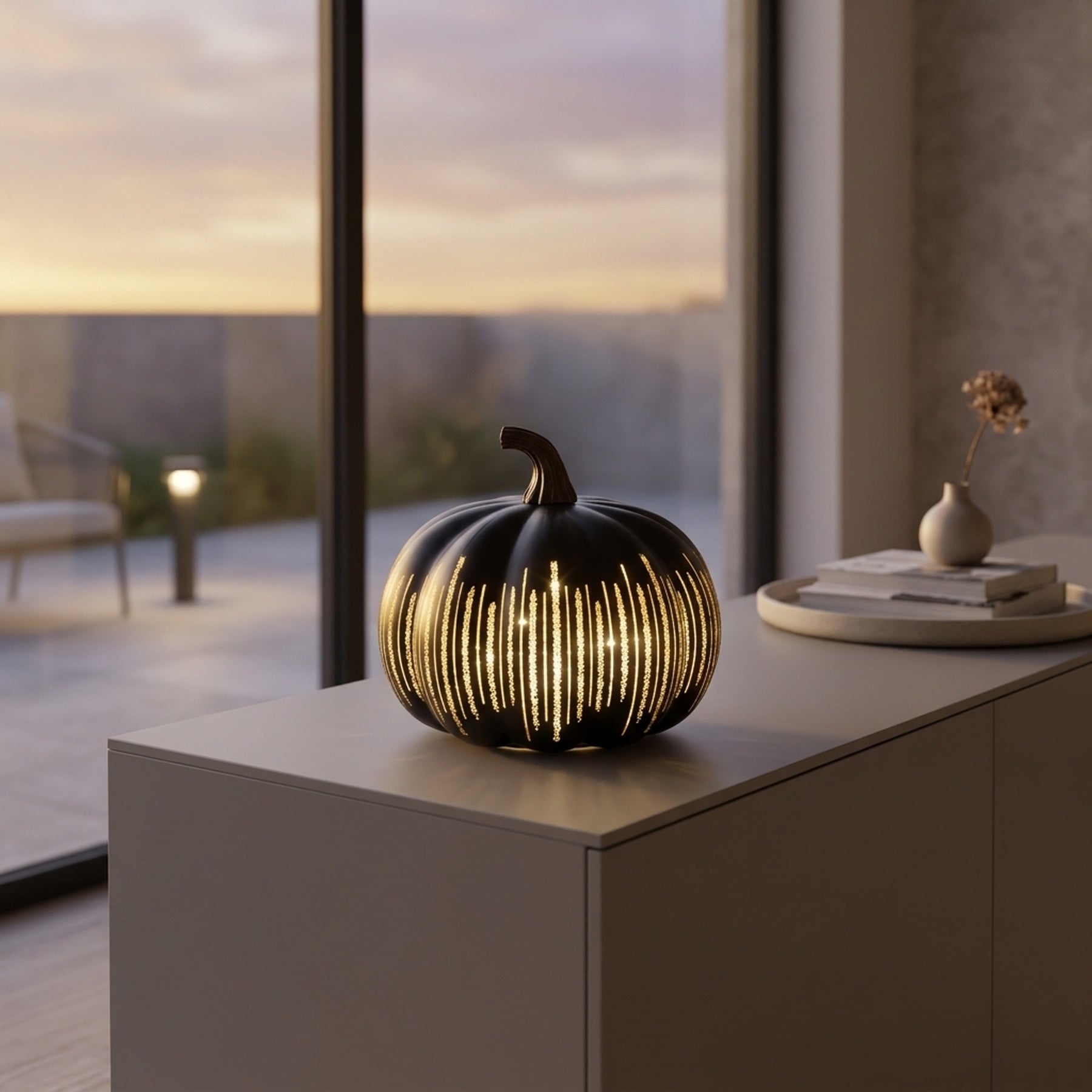 Inlit Autumnal Glass Pumpkin Light