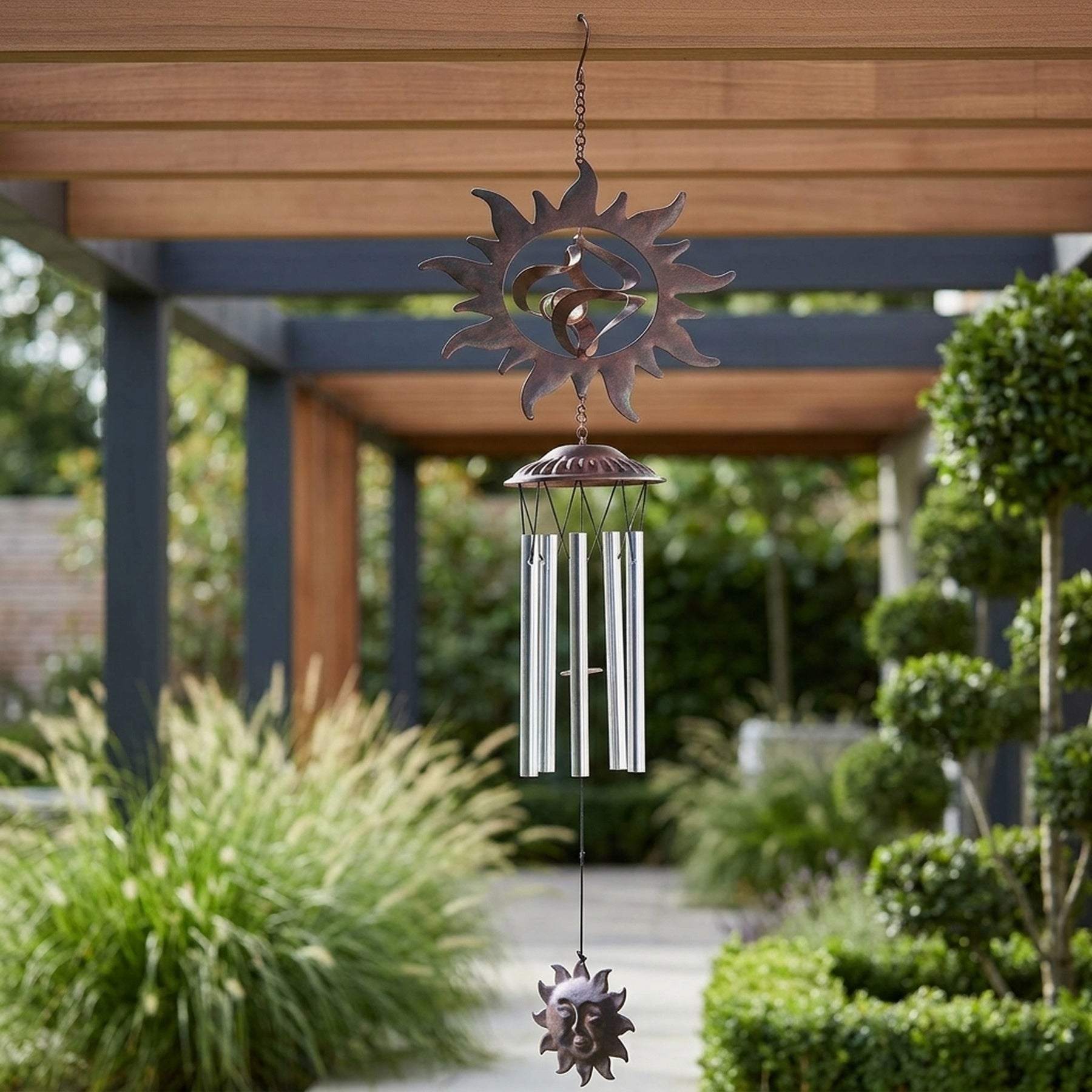 Artisan Rusty Sun Garden Windchime