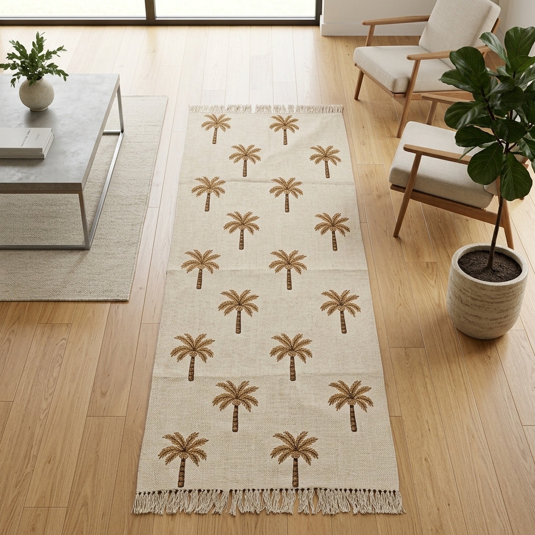 Tropical Palm Tree Patterned Area Rug