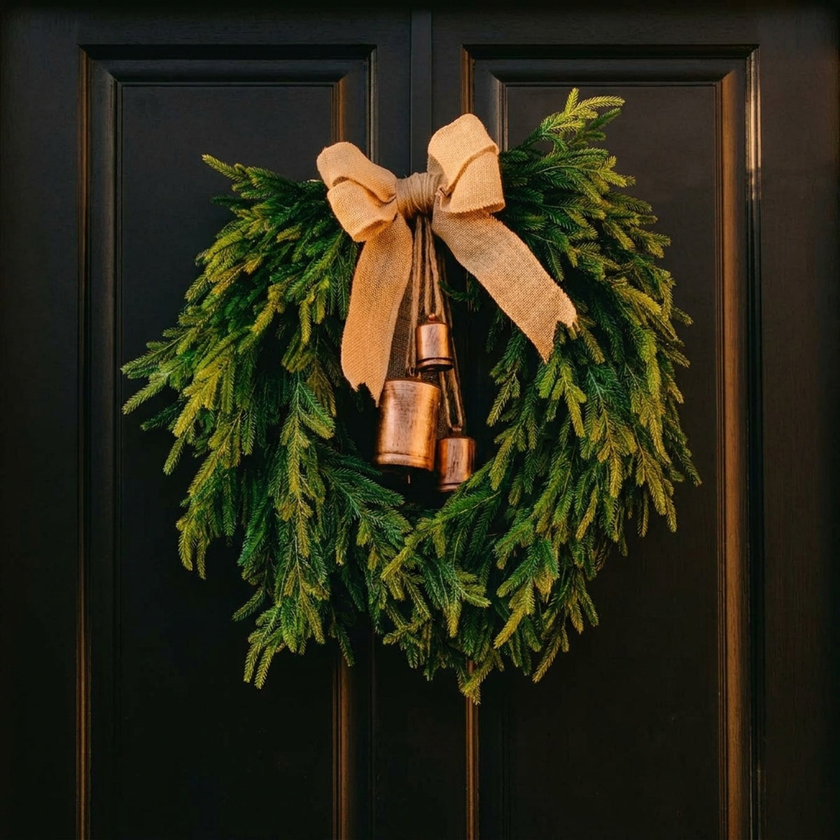 Traditional Faux Pine Bell Christmas Wreath