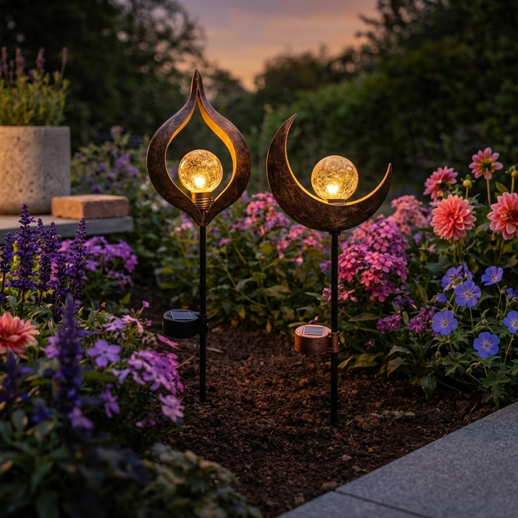 Lunaria Sun and Moon Solar Stake Light