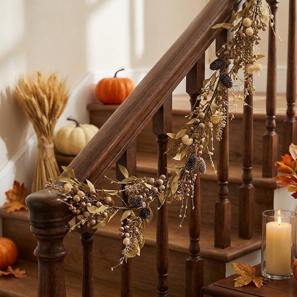 Rustic Autumn Garland With Pinecones