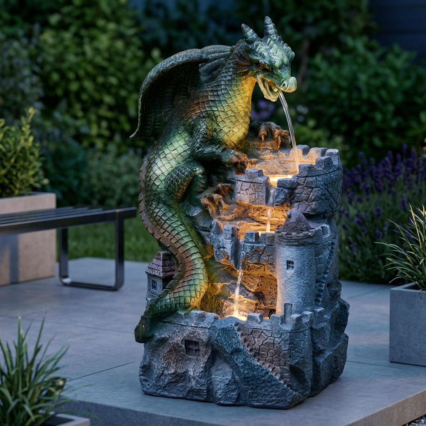 Dragon's Keep Cascade Solar Water Feature