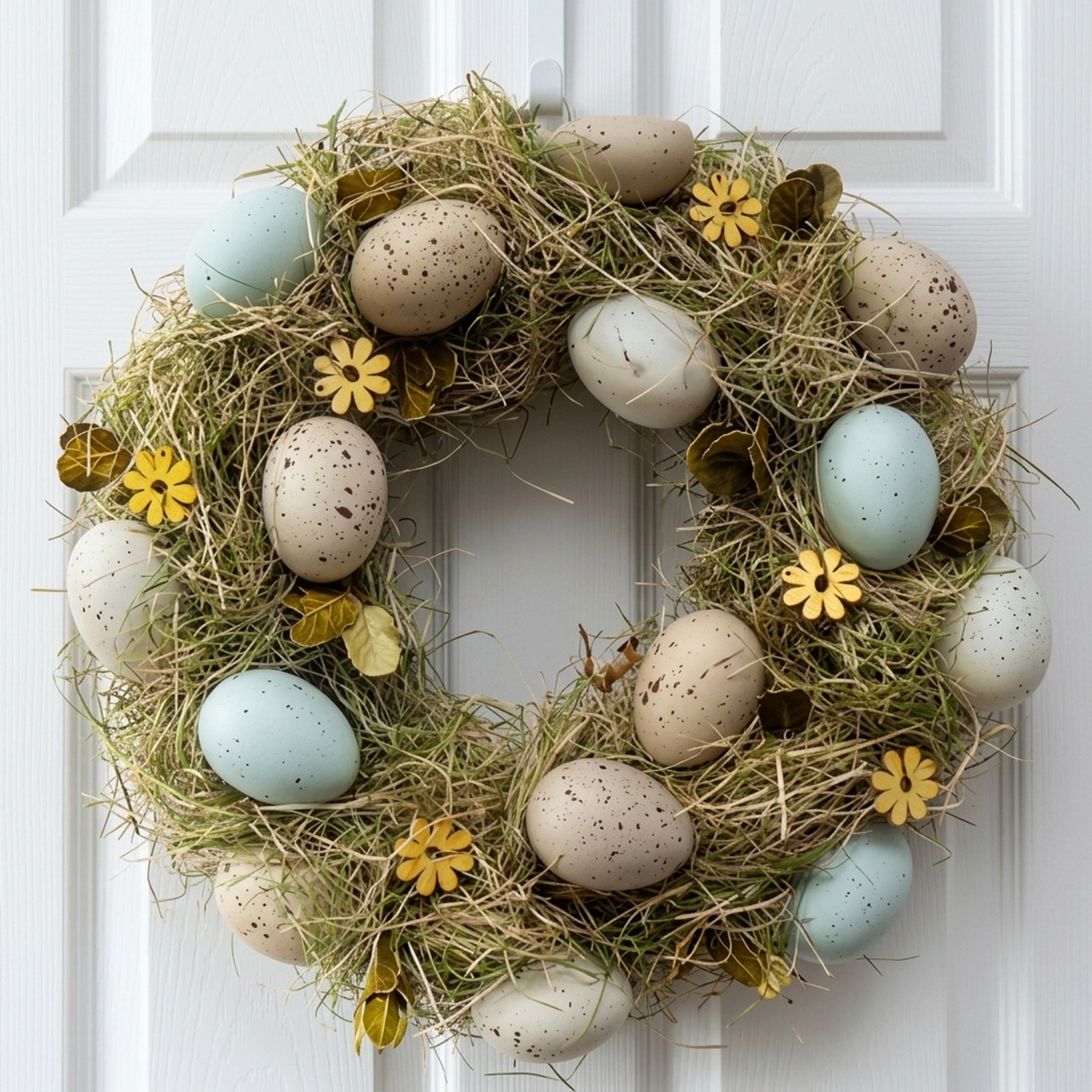 Springtime Easter Egg Wreath with Flowers