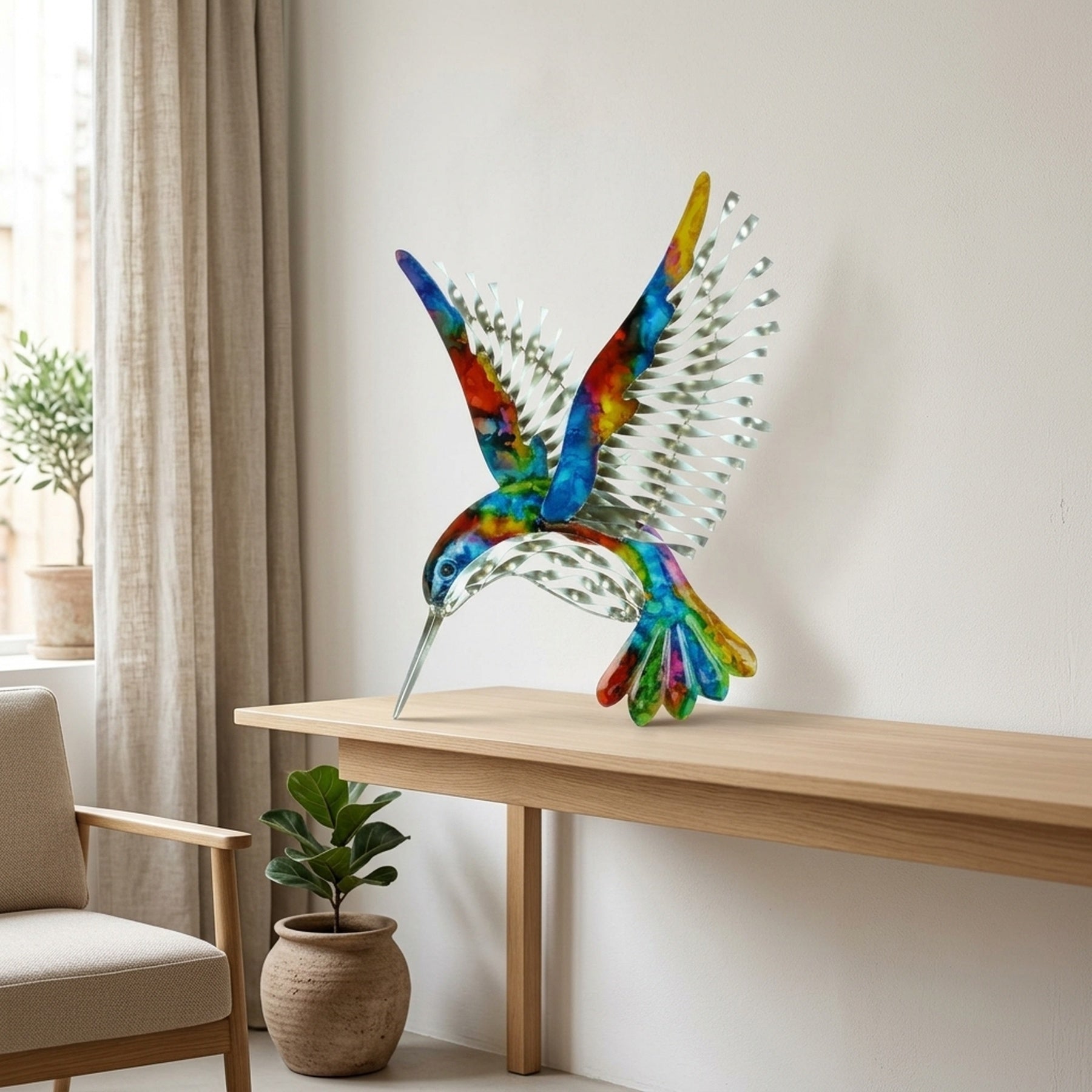Hand Painted Metal Hummingbird Ornament