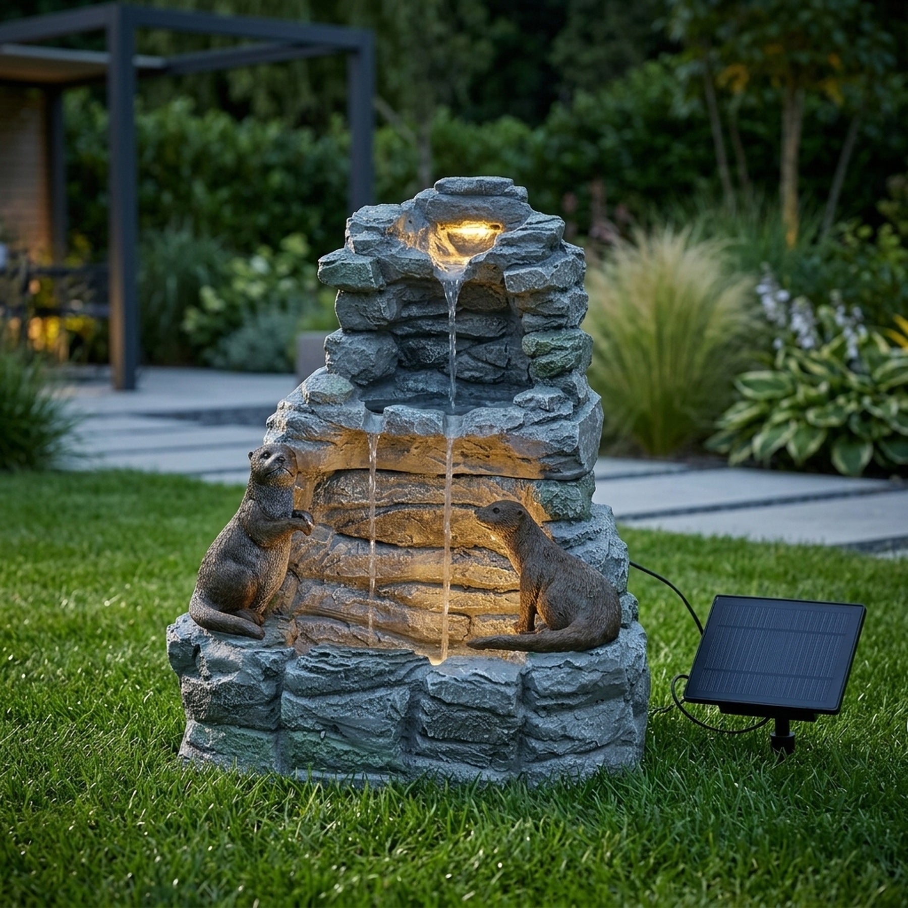 Otter Falls Hybrid Solar Garden Water Feature