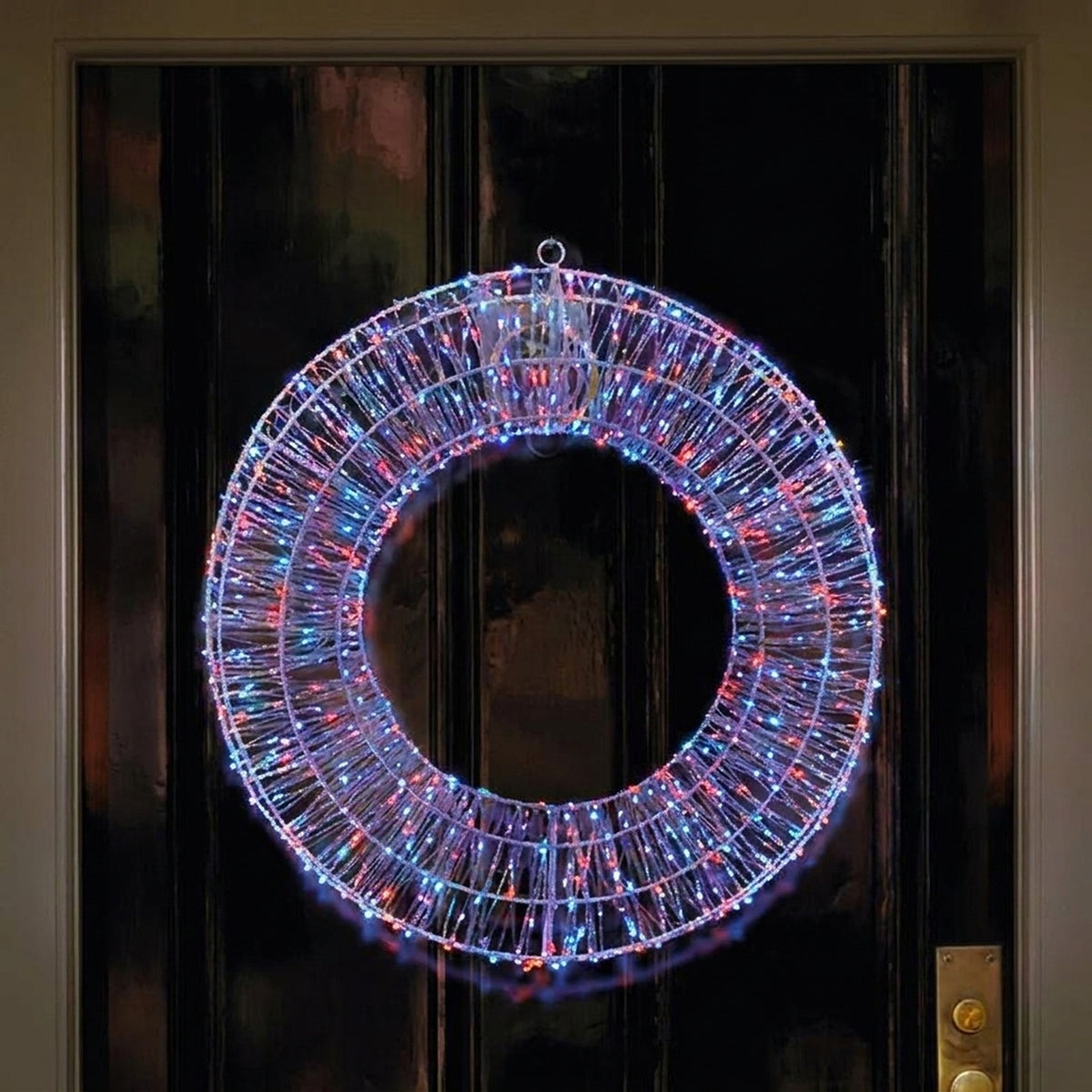 White Twinkling Rainbow LED Door Wreath