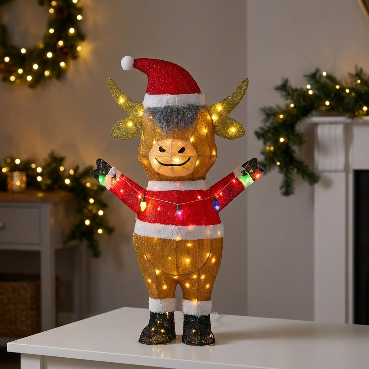 Light-Up Highland Cow Decoration
