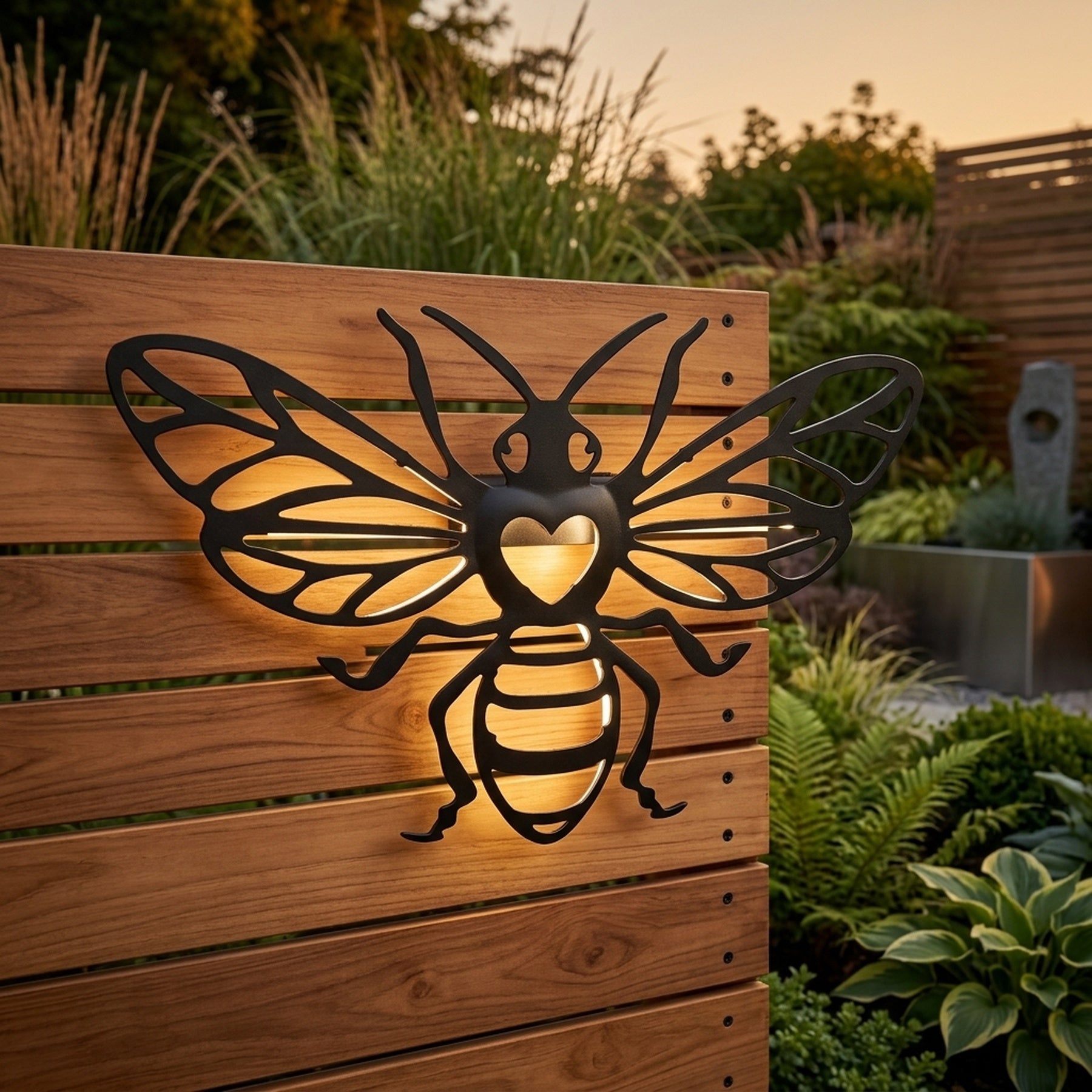 Lunaria Bumble Bee Motif Solar Wall Art