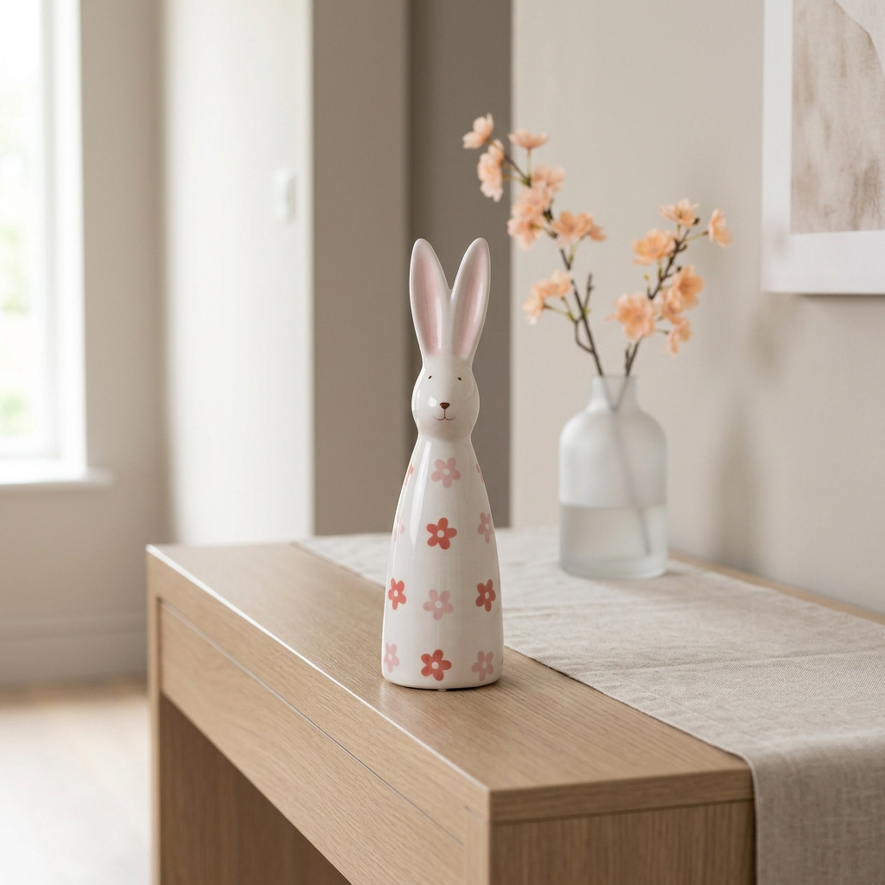 Springtime Floral Bunny Decorative Ornament