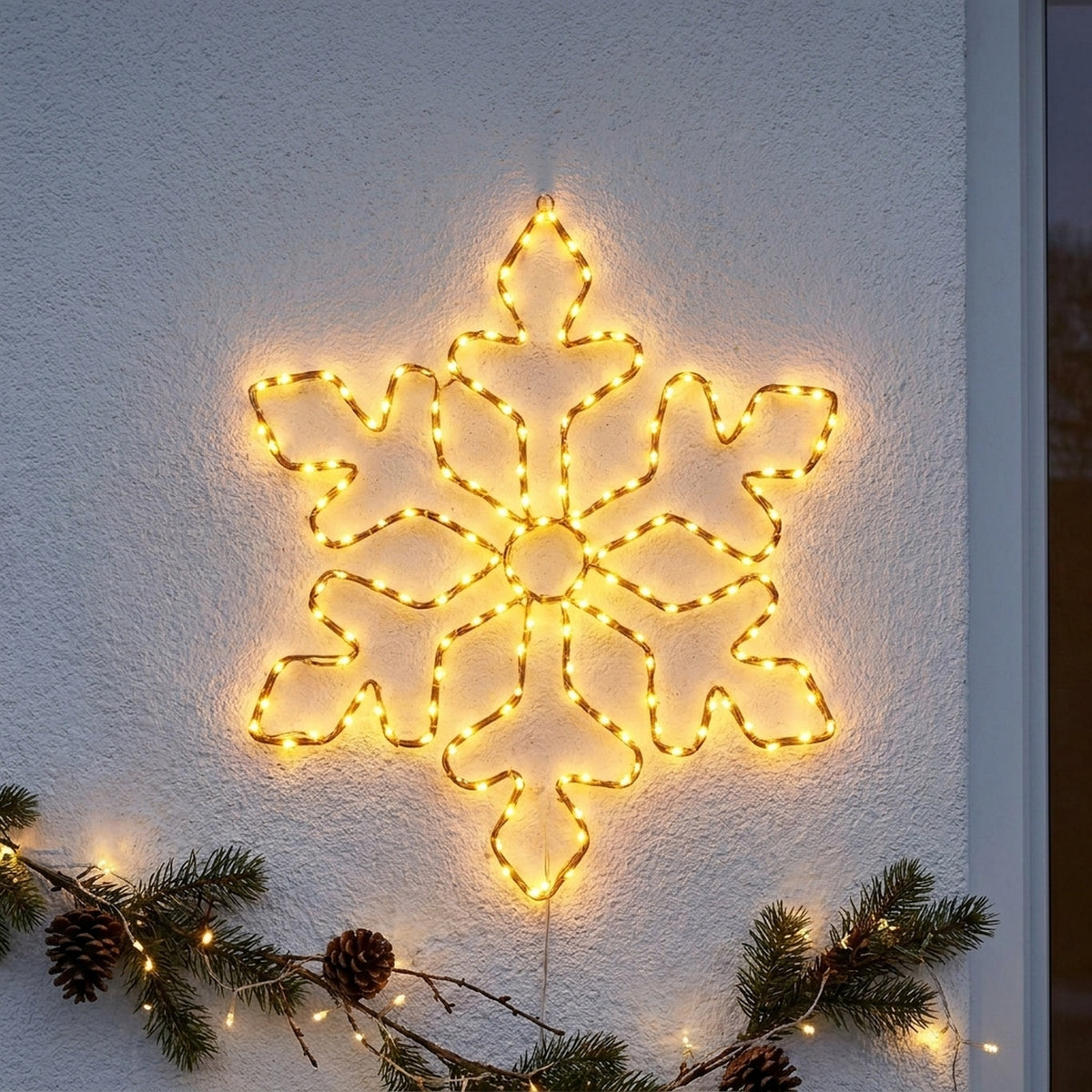 Twinkling Warm White LED Snowflake Light