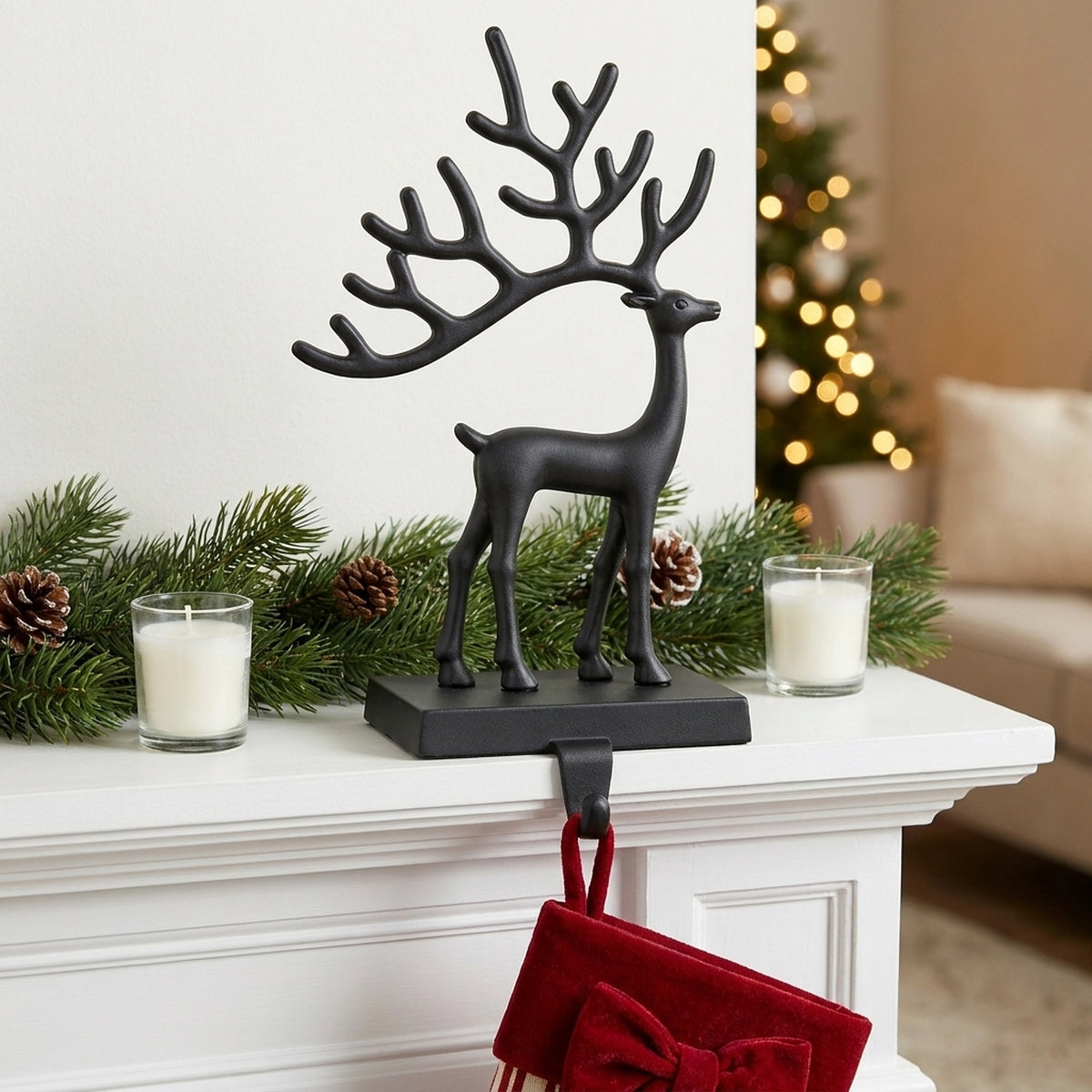 Detailed Christmas Reindeer Stocking Holder