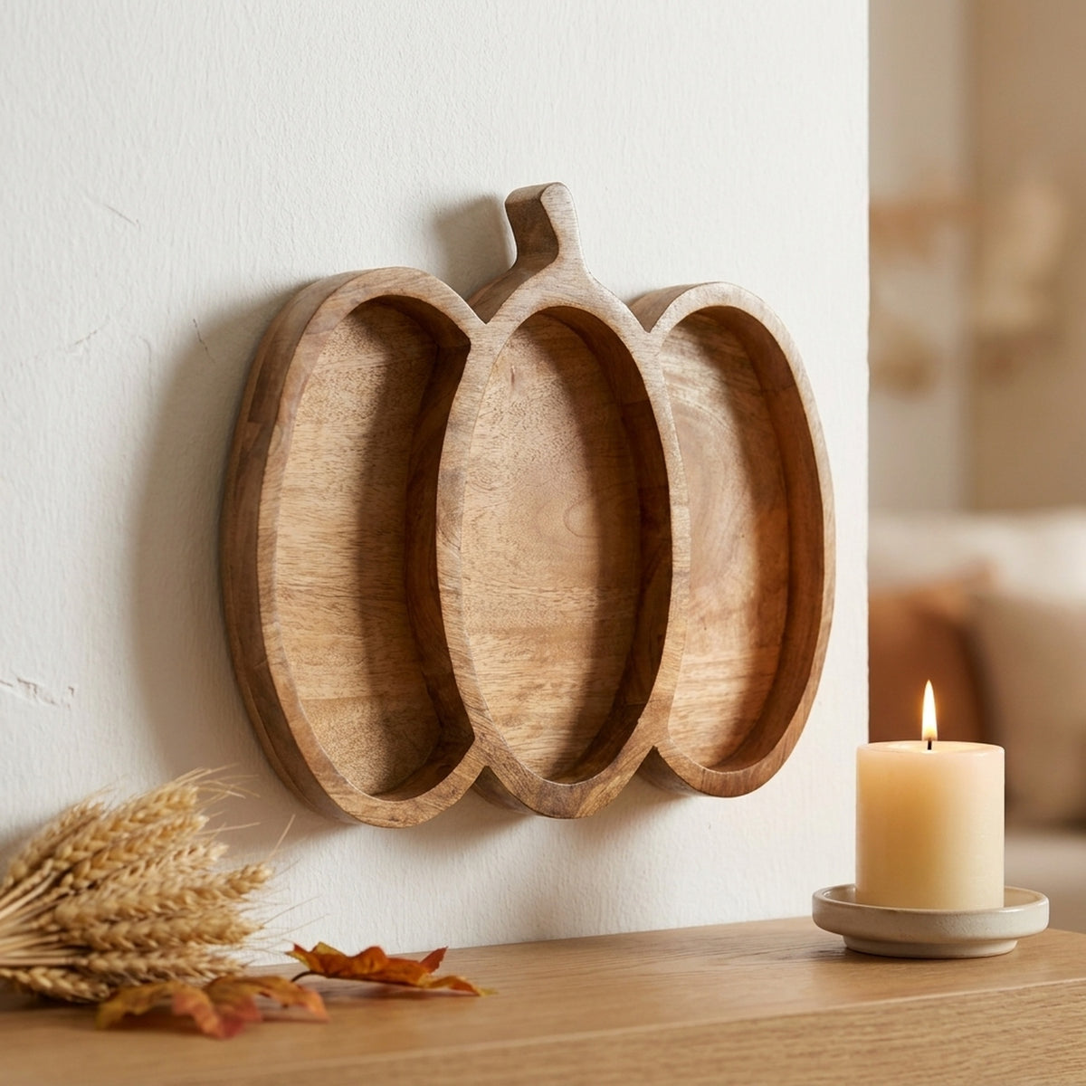 Welcome Pumpkin Wooden Serving Tray