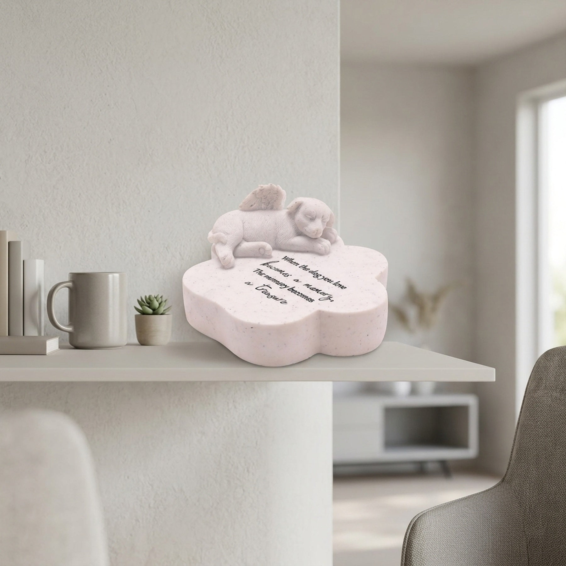 White Speckled Dog Memorial Paw Plaque