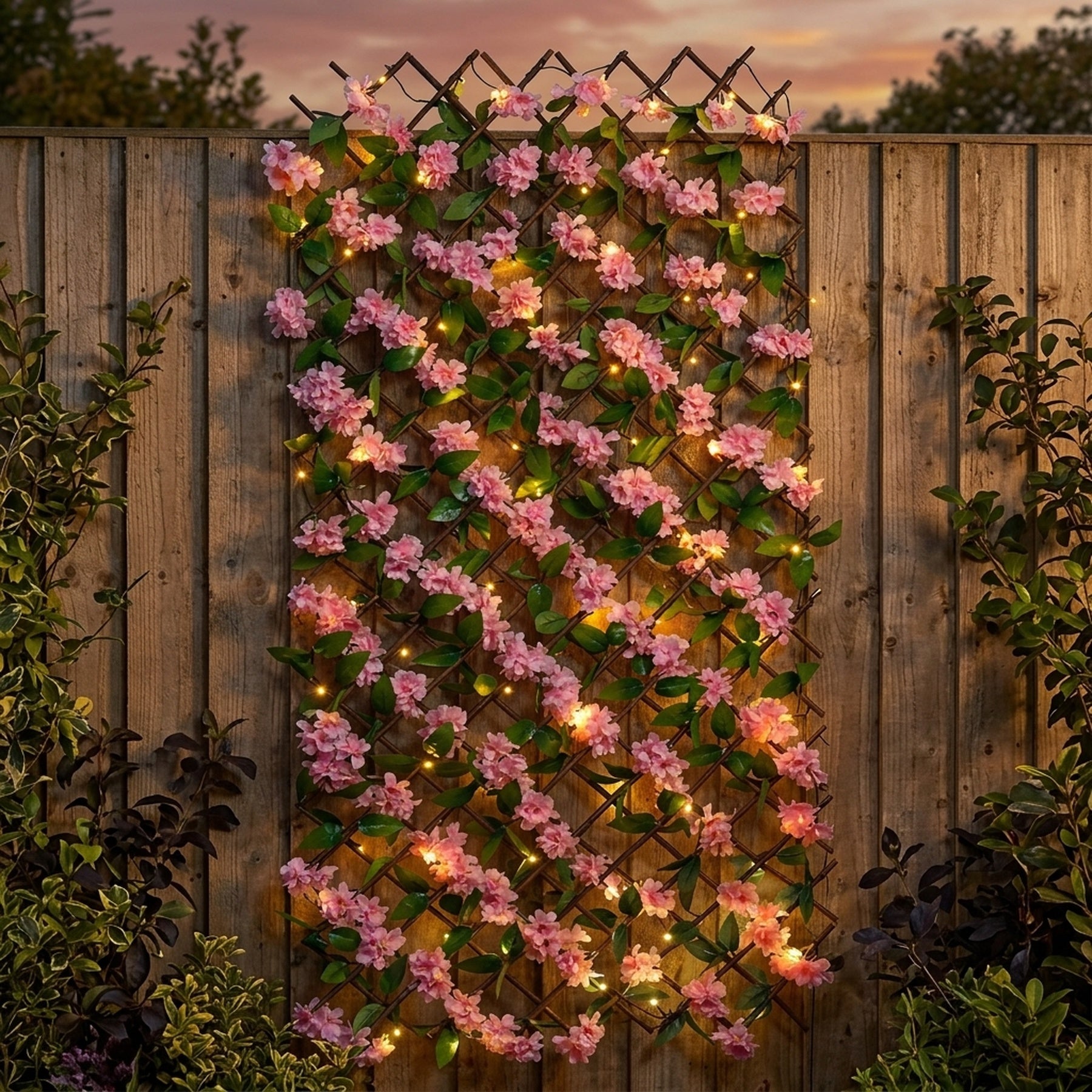 Solar InLit Pink Blossom Garden Trellis