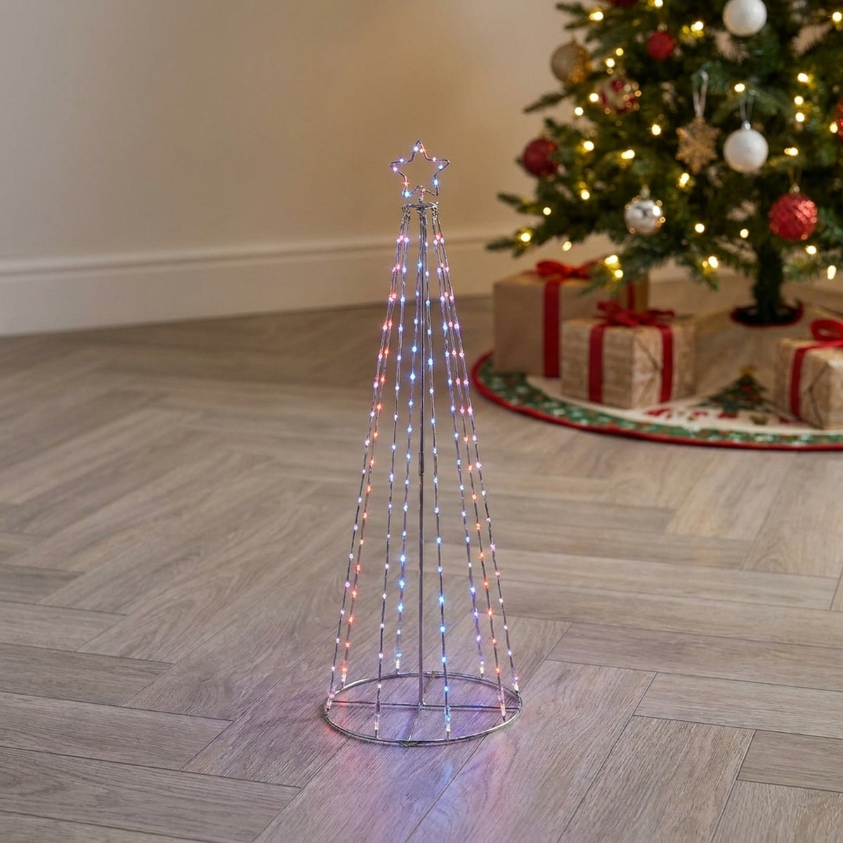 Battery Operated Multi Action Lit Pyramid Tree Decoration