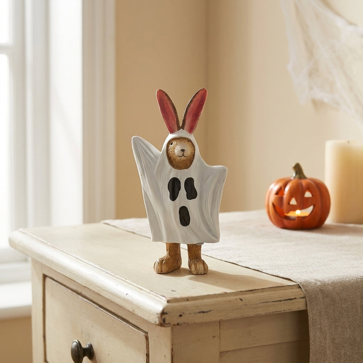 Whimsical Jasper Ghost Bunny Ornament