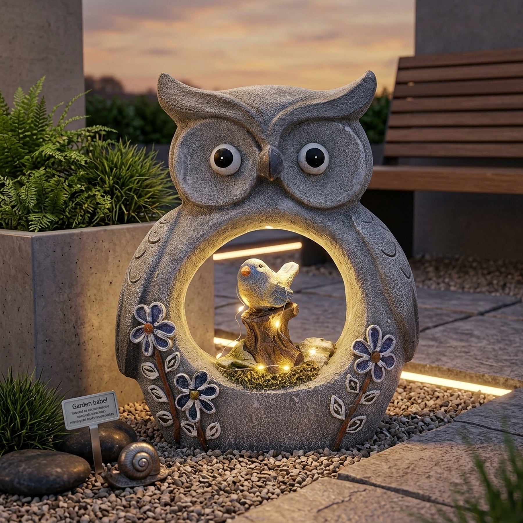 Lunaria Owl Solar Garden Ornament