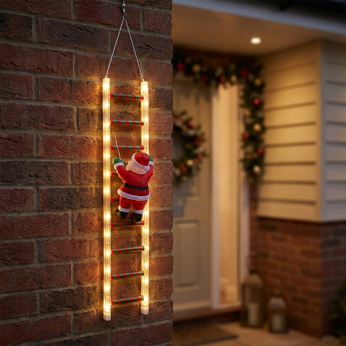 Festive Illuminated Santa's Ladder Display
