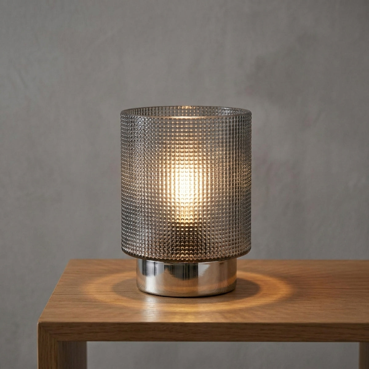 Relica Silver Textured Glass Table Lamp