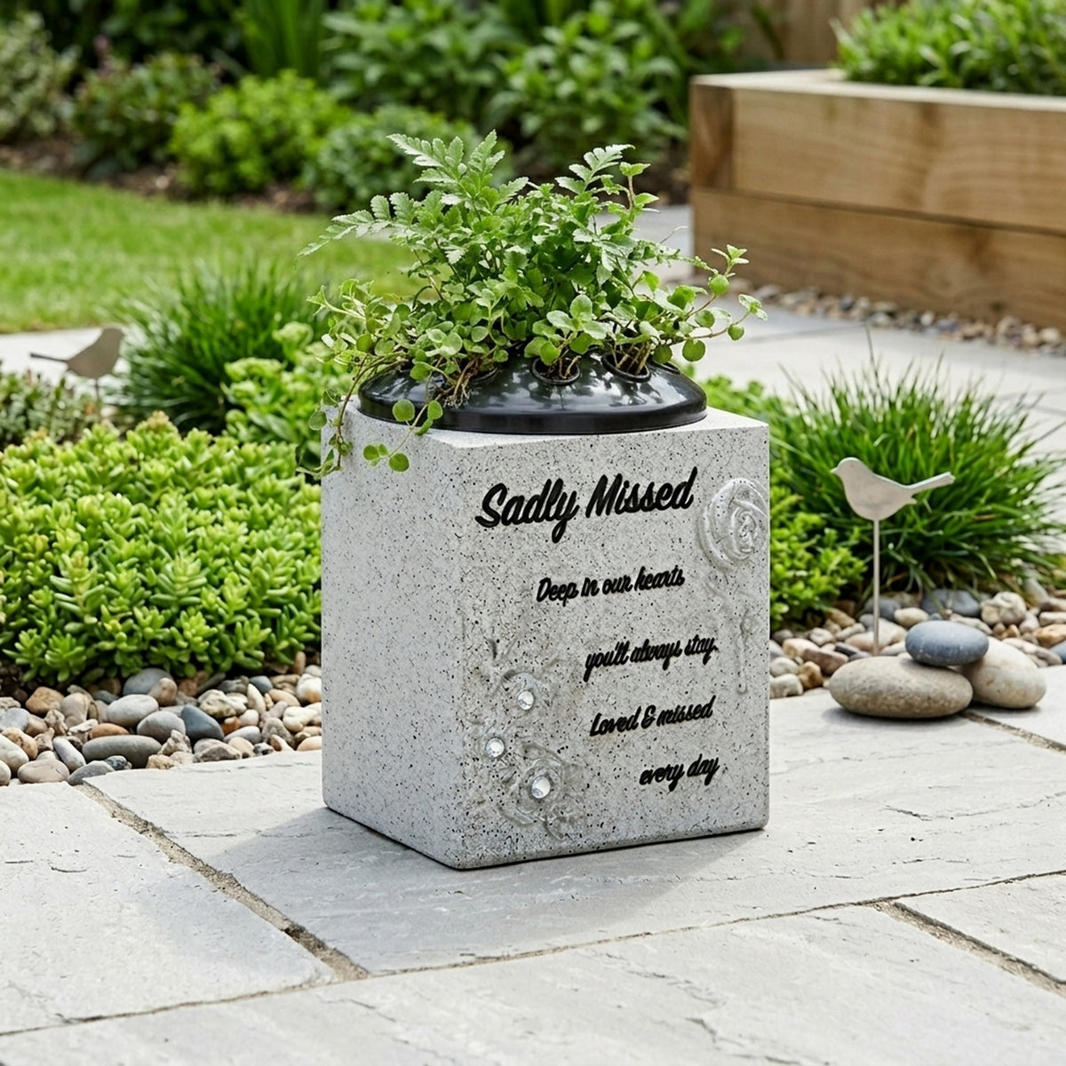Sadly Missed Memorial Grave Flower Pot