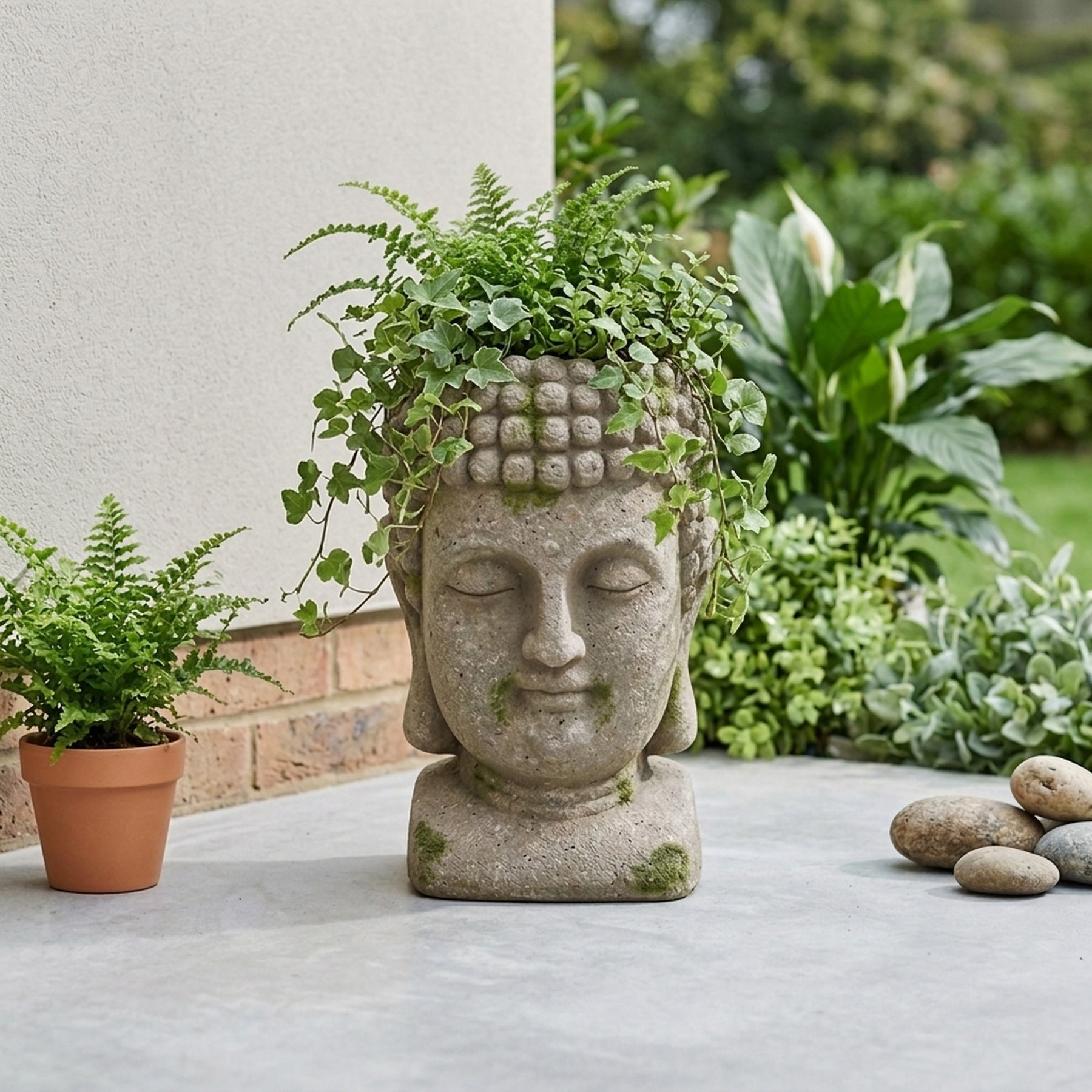 Exquisite Buddha Head Stoneware Pot