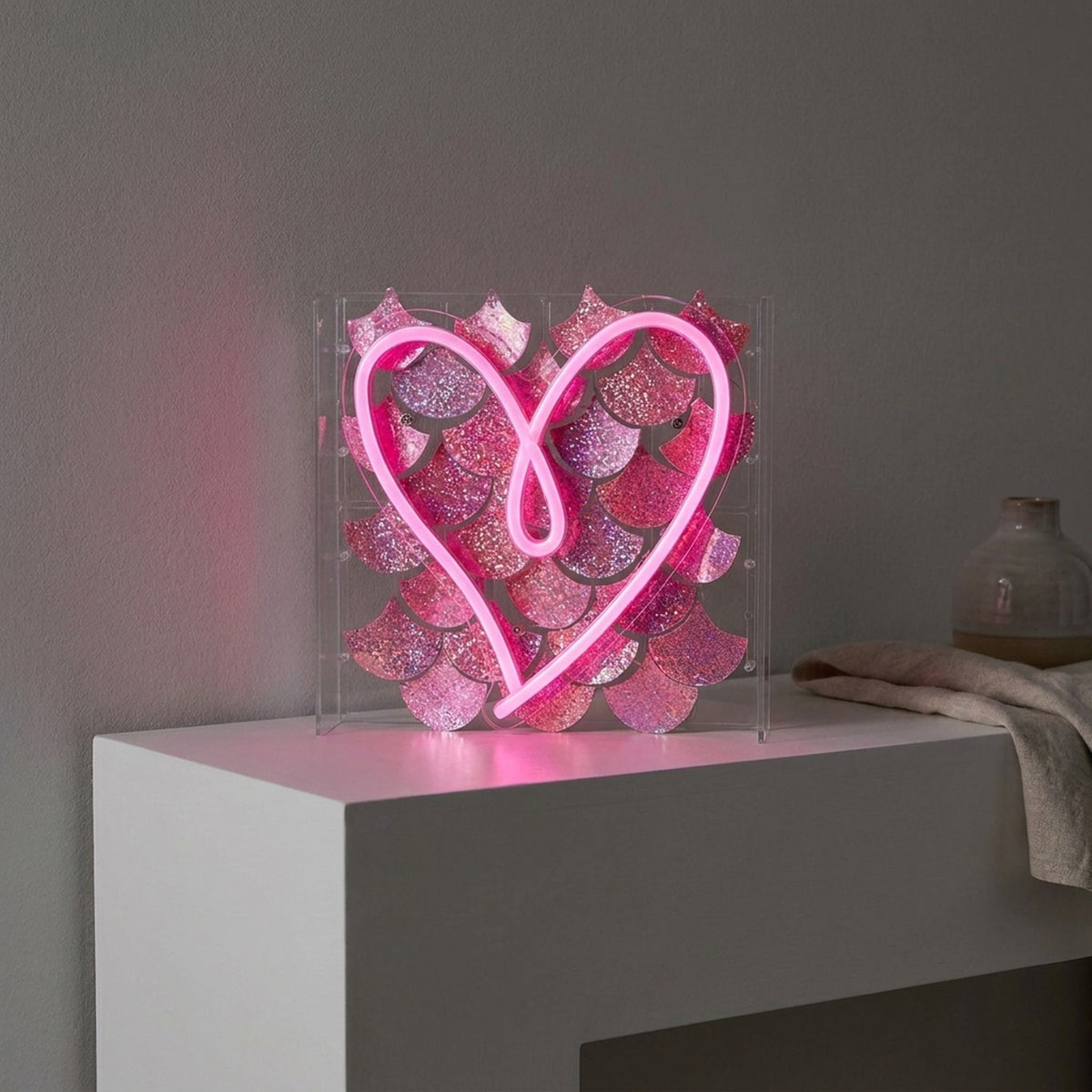 Vibrant Heart Neon-Style Wall Mantel Sign