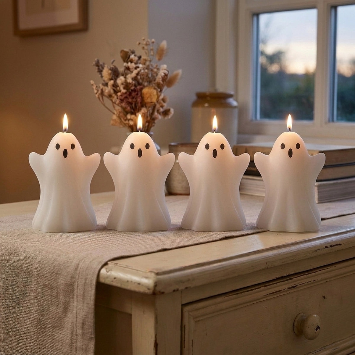 4 Pack Spooky Halloween Ghost Wax Candles