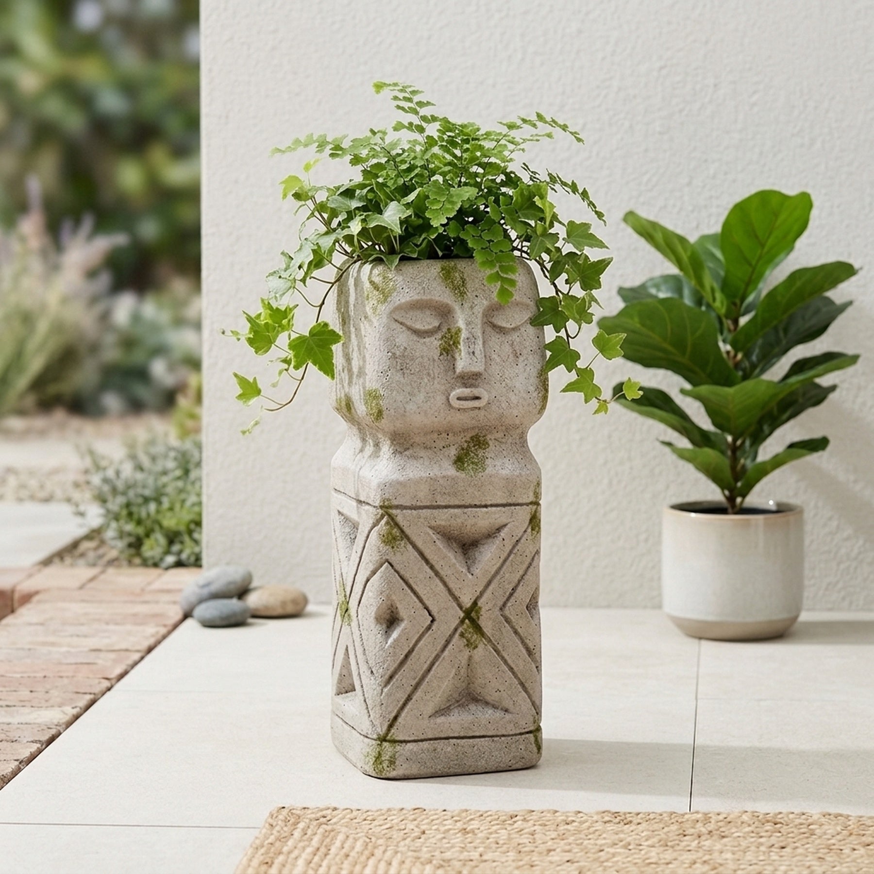 Striking Decorative Aztec Pillar Planter
