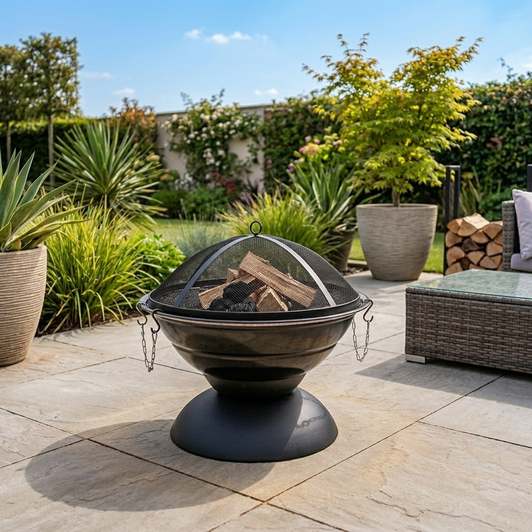 Lustre Modern Enamelled Steel Firepit