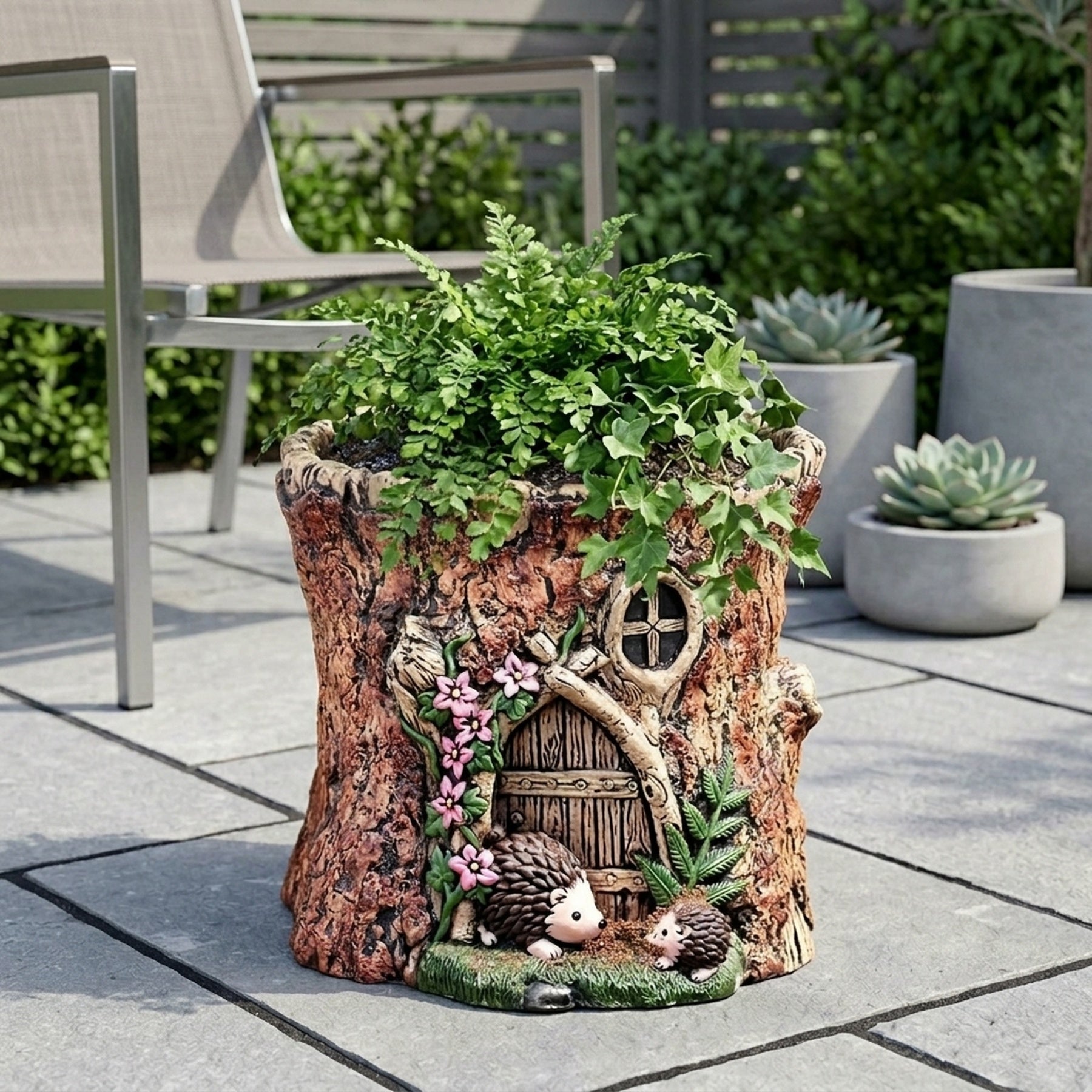 Hedgehog Woodland Door Garden Planter Pot
