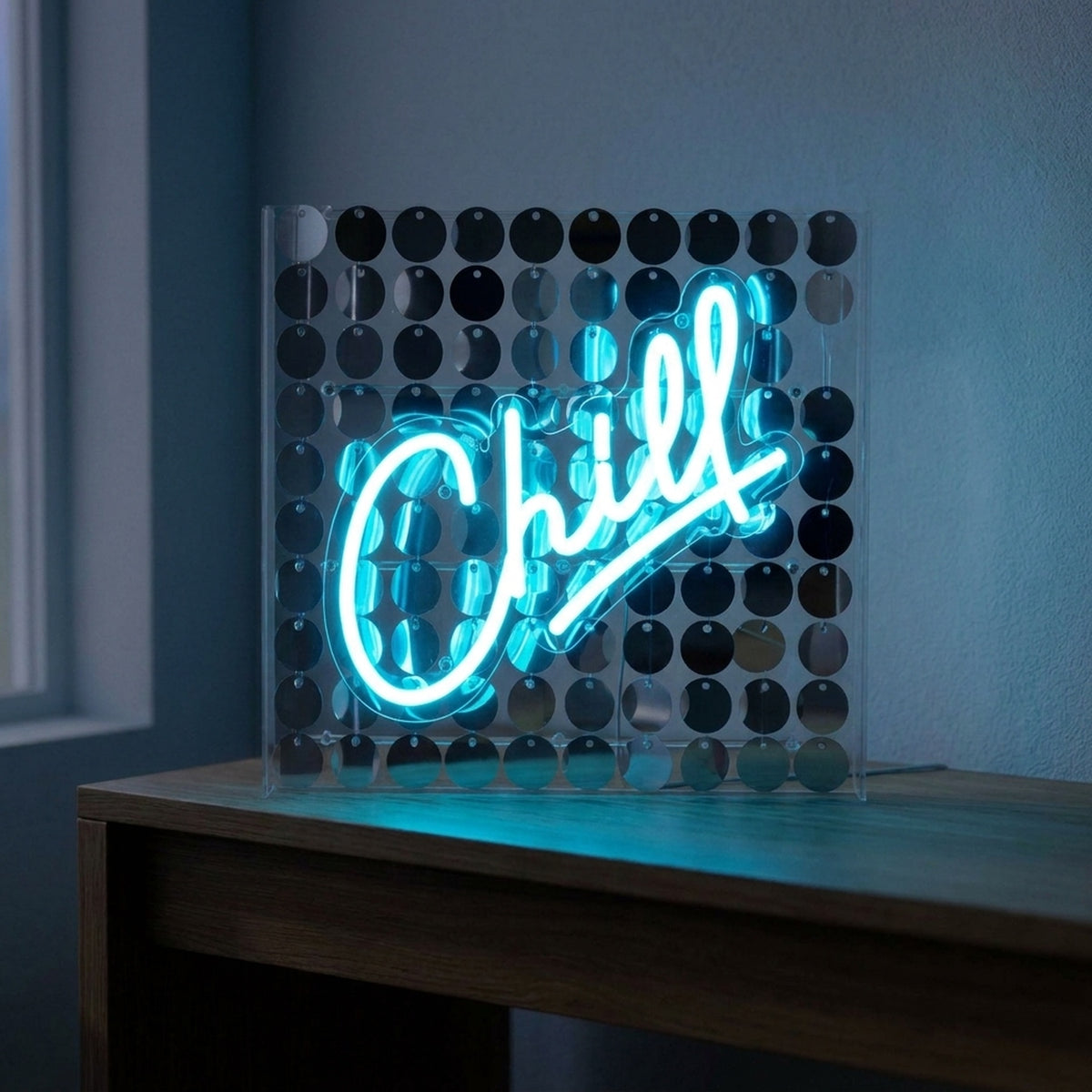 Chill Neon-Style Wall Mantel Sign
