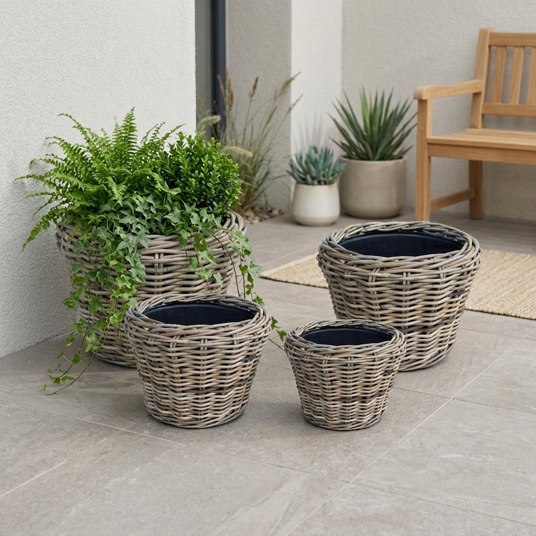 Drypot Split Rattan Basket Set of Four
