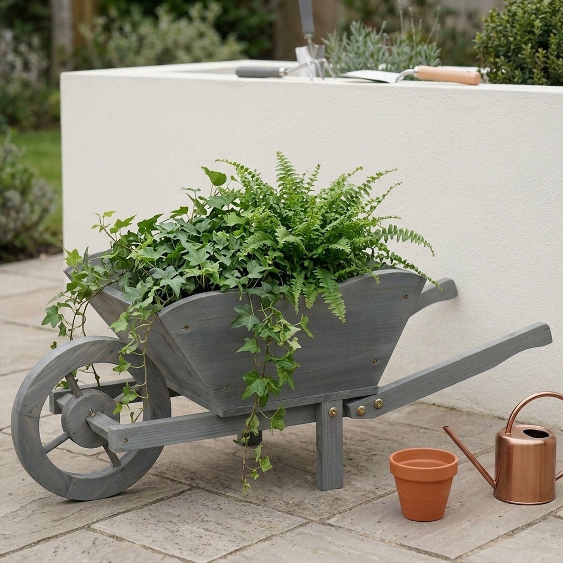 Rustic Wooden Wheelbarrow Garden Planter