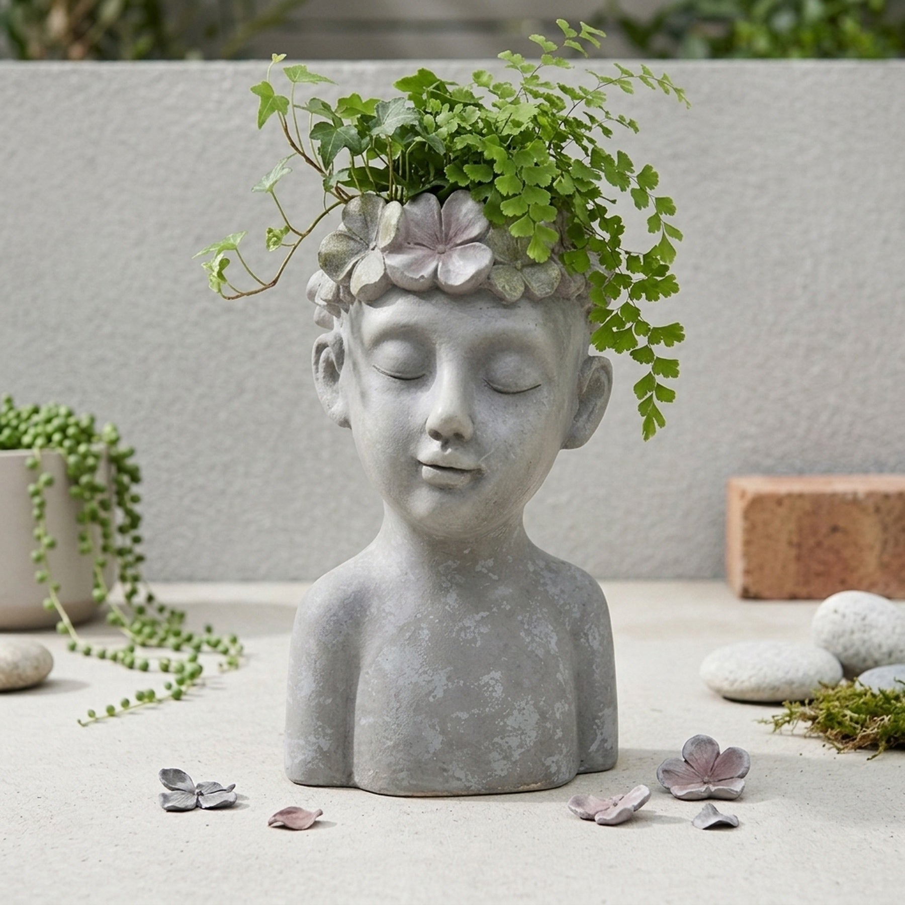 Sculpted Enchanted Petal Boy Planter
