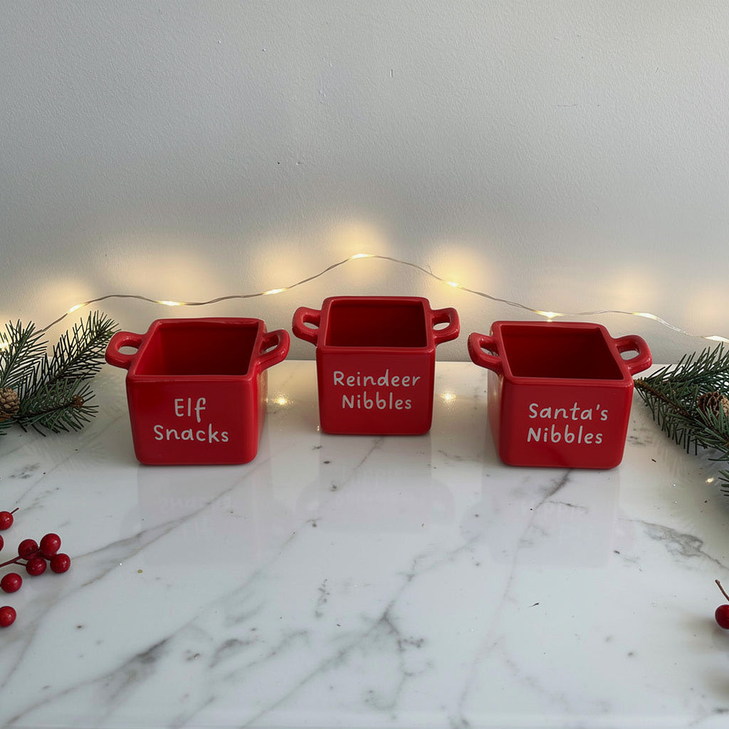 Set Of 3 Christmas Snack Nibble Dishes