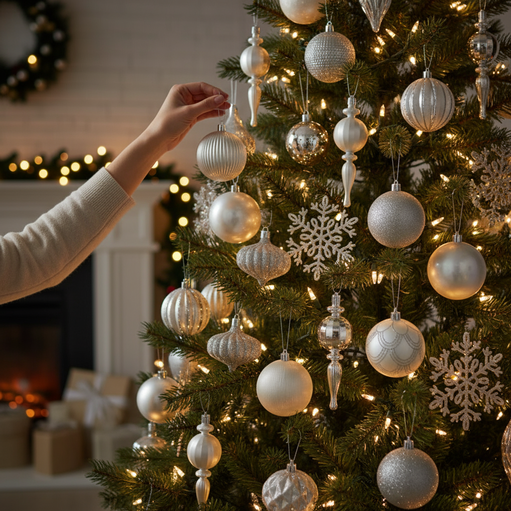 50 Pack Nordic Frosted Christmas Baubles