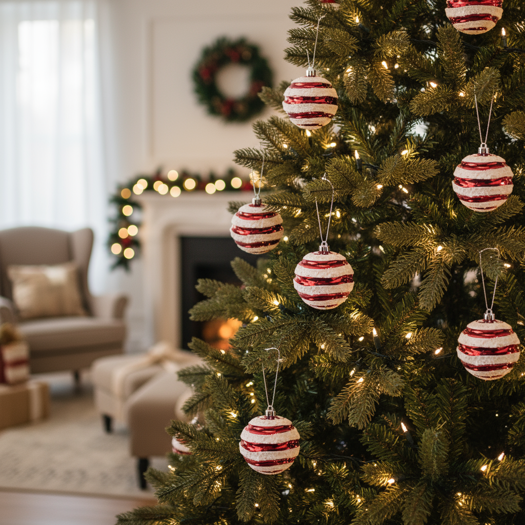 8 Pack Hanging Candy Cane Stripe Decorations