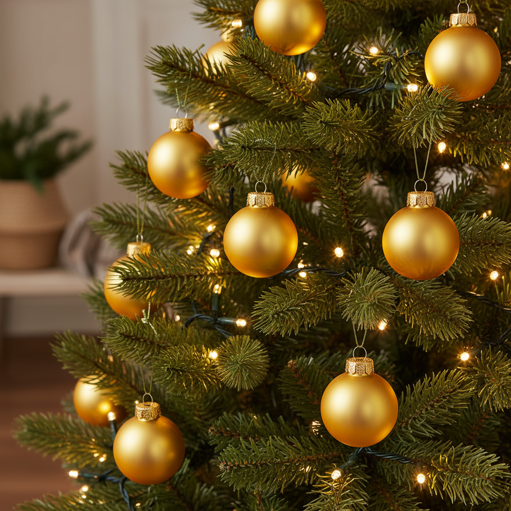 12 Pack Small Glass Gold Hanging Baubles