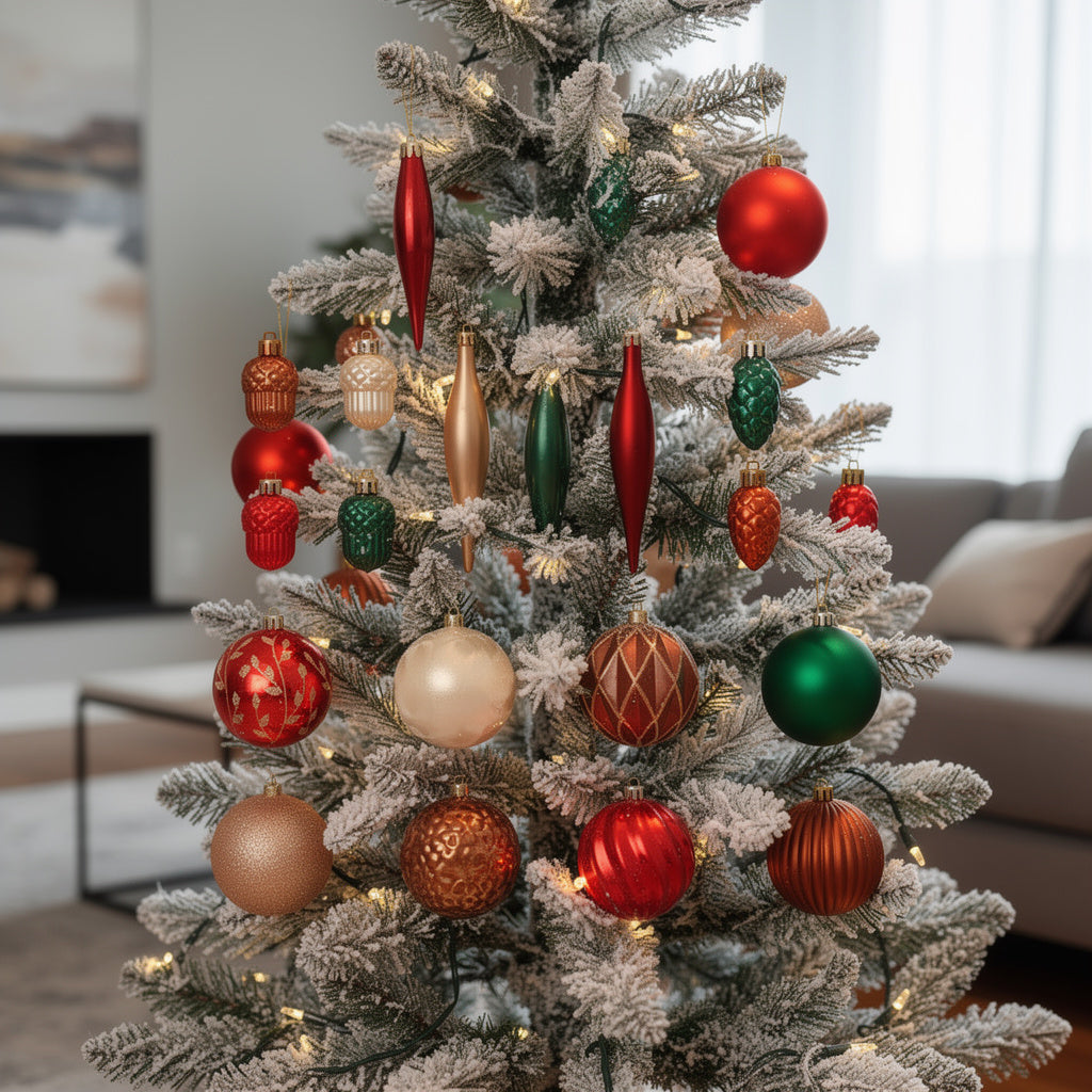 64 Pack Traditional Winter Tree Baubles